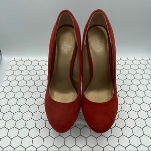 Dibs East Suede Burnt Orange Heels -For Fall!